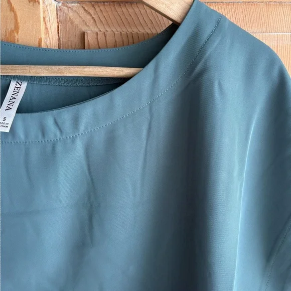 NWOT Zenana Heavy Woven Span Crop Tee & Skirt Set in Teal Size Small - Picture 5 of 12